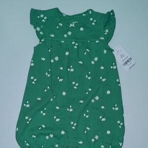 NWT Carters Green Floral Baby Romper 9 Months